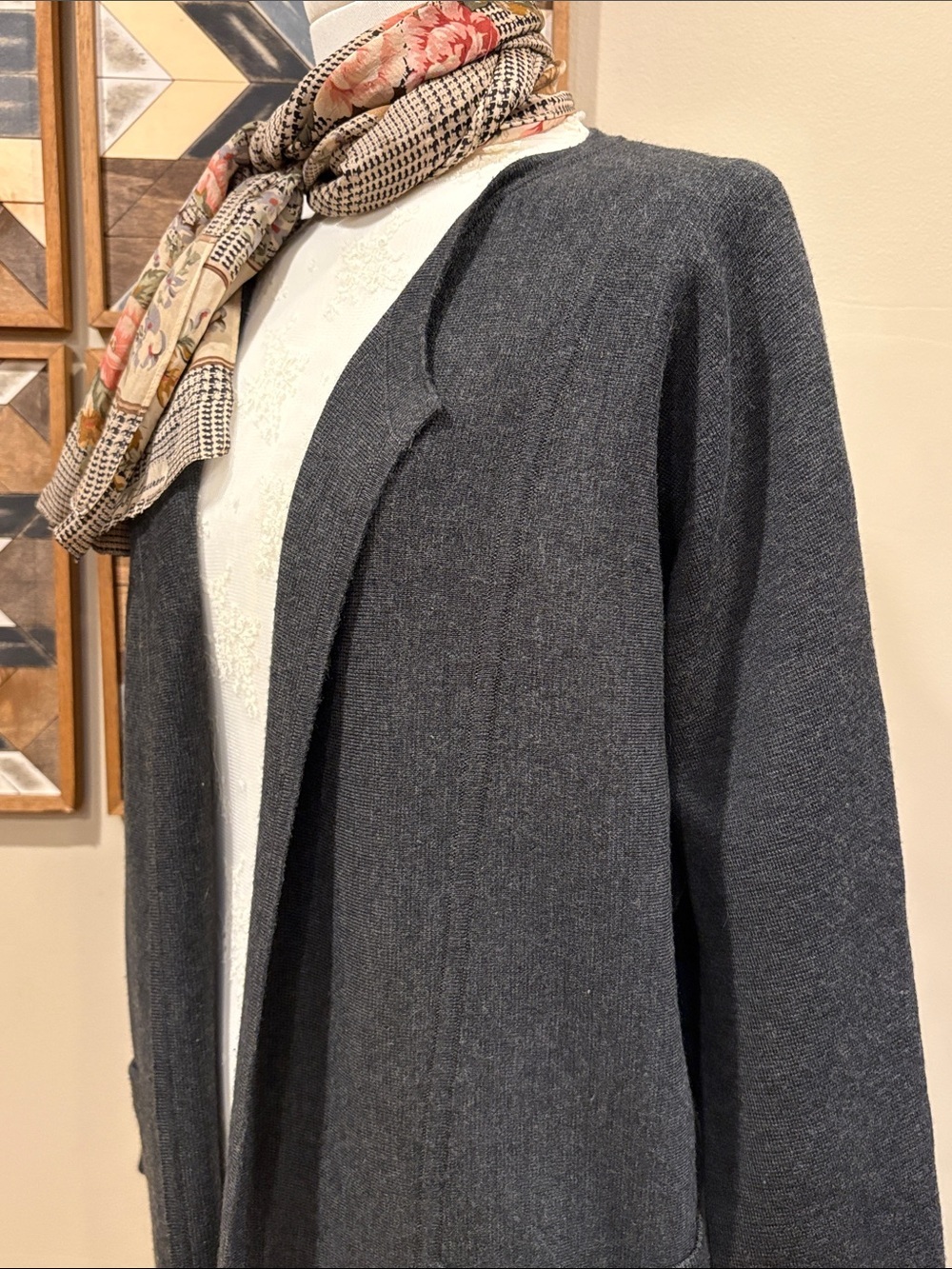 Athleta Merino Wool Blend Chill Chaser Charcoal Grey Cocoon Cardigan Sweater XXS - Picture 7 of 13